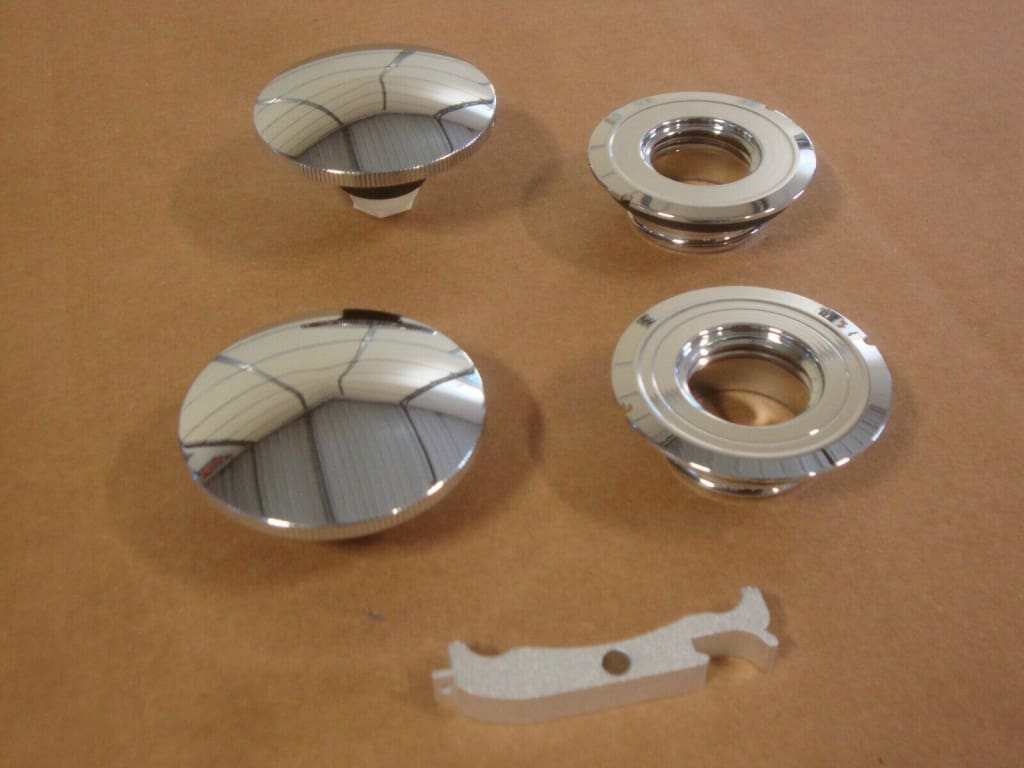 Big Dog Motorcycles OEM Gas Cap Set – Chrome, For Split Tank Models (1999-2005)