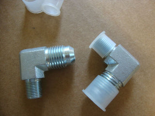 PAIR OF #6 MALE FLARE OIL LINE FITTINGS 90 * 1/8NPT BIG DOG 