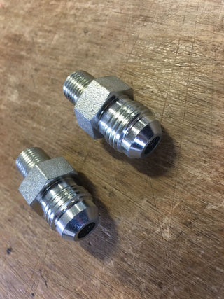 PAIR OF #6 MALE FLARE OIL LINE FITTINGS 1/8 NPT STR BIG DOG 