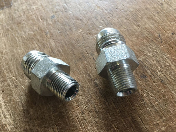PAIR OF #6 MALE FLARE OIL LINE FITTINGS 1/8 NPT STR BIG DOG 