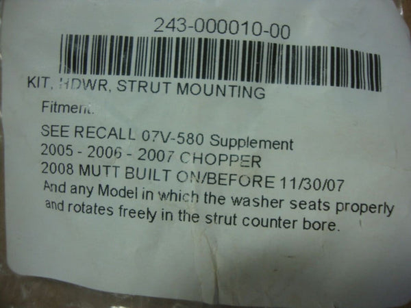 BIG DOG MOTORCYCLES RECALL #07V-58 REAR FENDER STRUT BOLT 