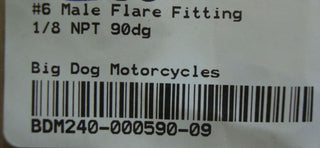 PAIR OF #6 MALE FLARE OIL LINE FITTINGS 90 * 1/8NPT BIG DOG 