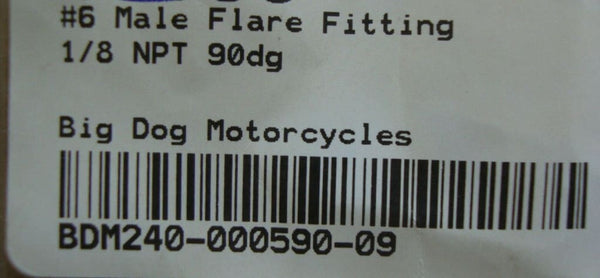 PAIR OF #6 MALE FLARE OIL LINE FITTINGS 90 * 1/8NPT BIG DOG 