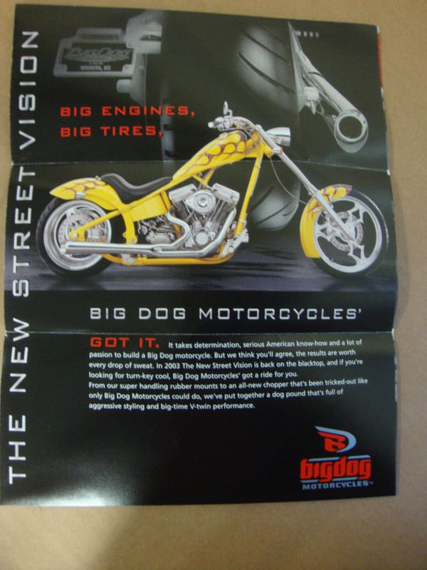 BIG DOG MOTORCYCLES SMALL 2003 SALES BROCHURE ALL 2003