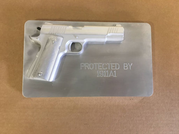 Colt 1911 A1 handgun man cave/garage art plaques - 12 x 7 