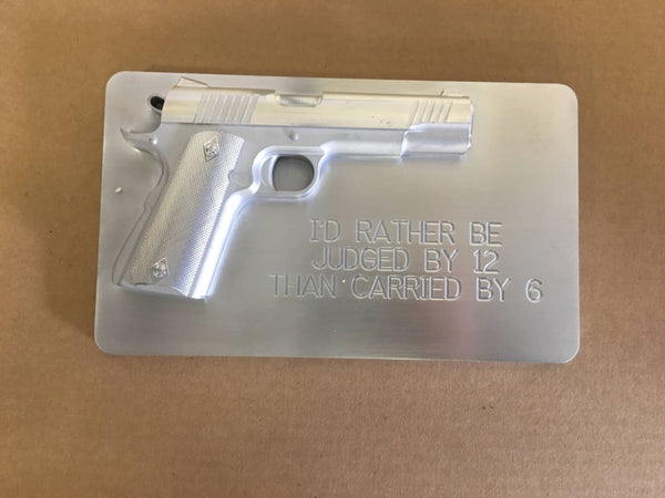 Colt 1911 A1 man cave/garage art plaques - 12 x 7 -CNC 