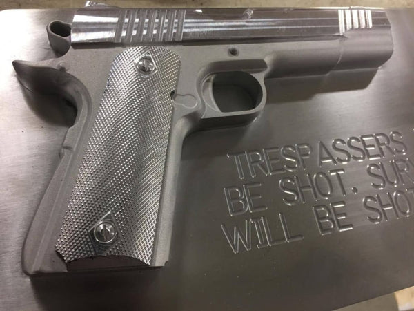 Colt 1911 A1 man cave/garage art plaques - 12 x 7 - CNC 