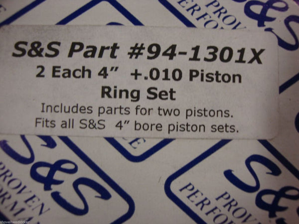 S&S CYCLE.10 OVER PISTON RING SET 94-1301X 4 BORE 107 113 