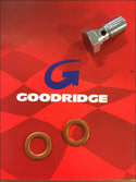 GOODRIDGE 12MM CHROME 7/16- 24x 7/8 BANJO BOLT W/ 2 WASHERS 