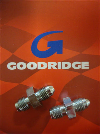 GOODRIDGE PAIR CHROME MALE BRAKE LINE FITTING 3/8-24 AN-3 IF